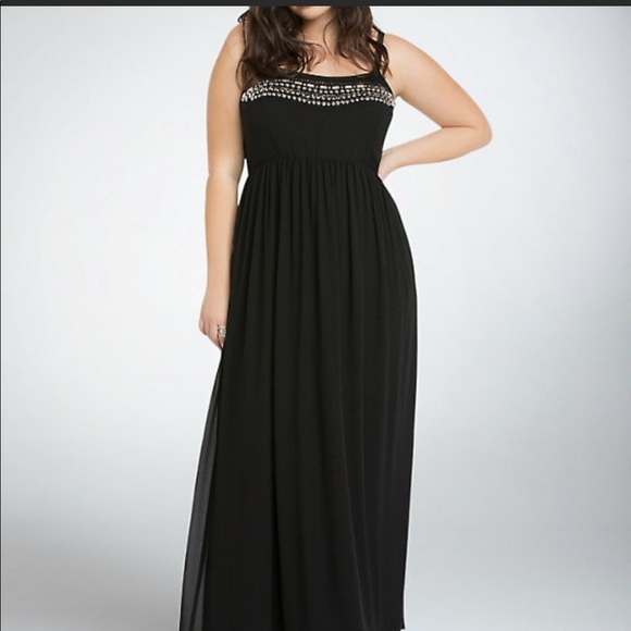 torrid Dresses & Skirts - Black chiffon maxi dress, silver embellishments